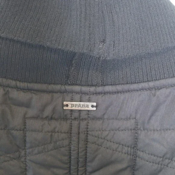 prAna Women’s Quilted Fleece Vest Small Black Cowl Neck Outdoor Hiking - Picture 6 of 9